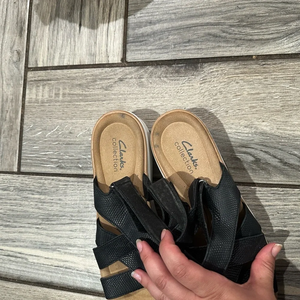 Clarks Black and Tan Casual Sandals